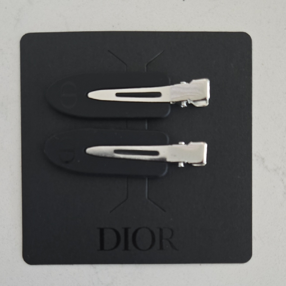 New Dior Hair Clips Black and Silver Hair Clips  W CD Logo